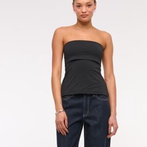 Abercrombie & Fitch black fold over tube top